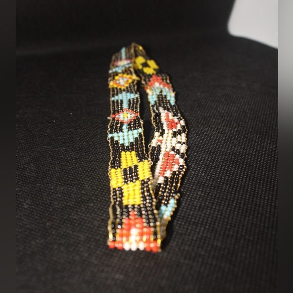 Vintage Colorful Beaded Stretchy Choker Necklace - Picture 2 of 8